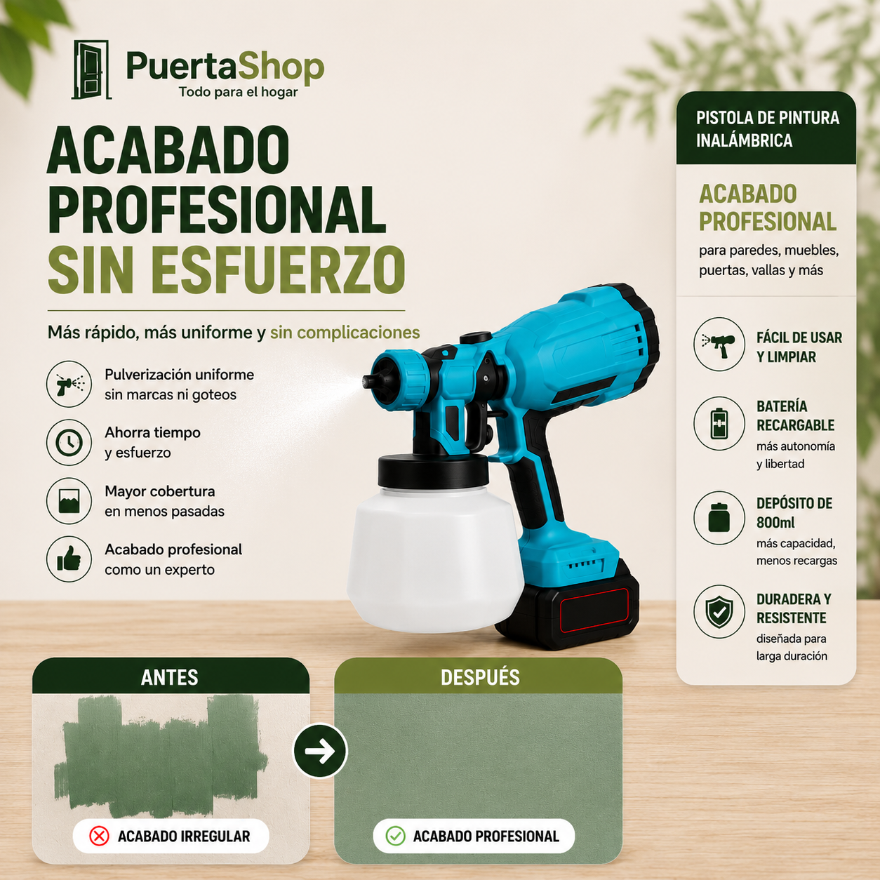 🚀 Pistola de Pintura Eléctrica PRO 18V + Doble Batería + Cargador + Depósito de 1000 ml  | ¡Oferta Exclusiva!🔥