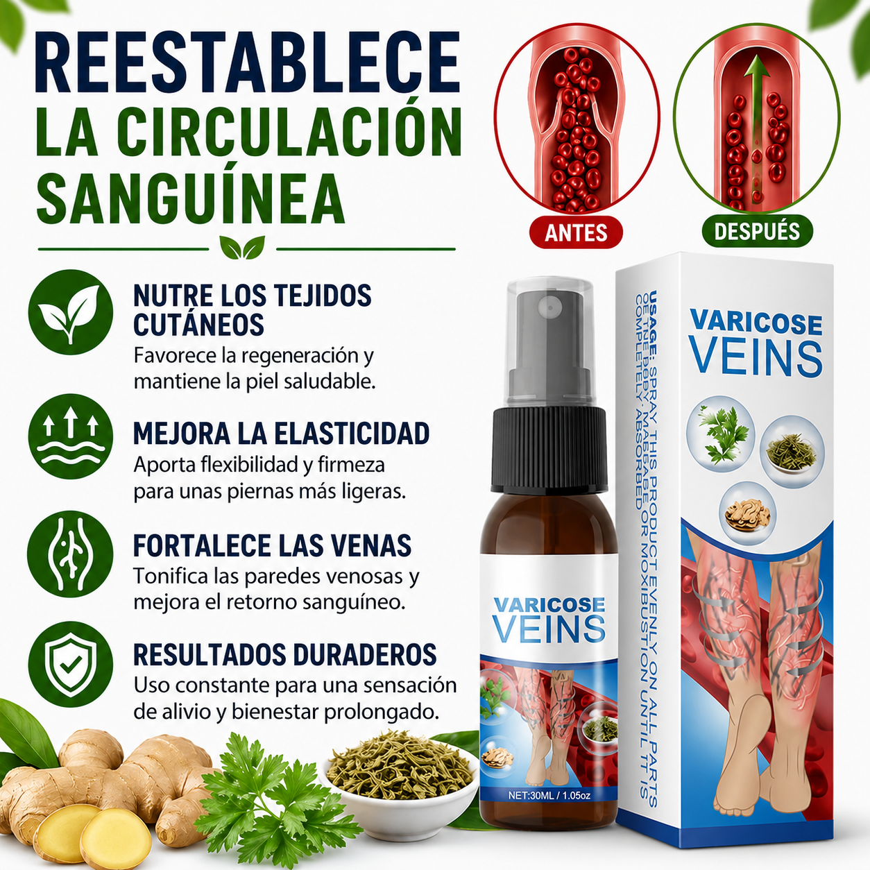 🦵 Vascurel™ Spray para Piernas | Varicose Veins | Alivio, Circulación y Bienestar Natural 🌿