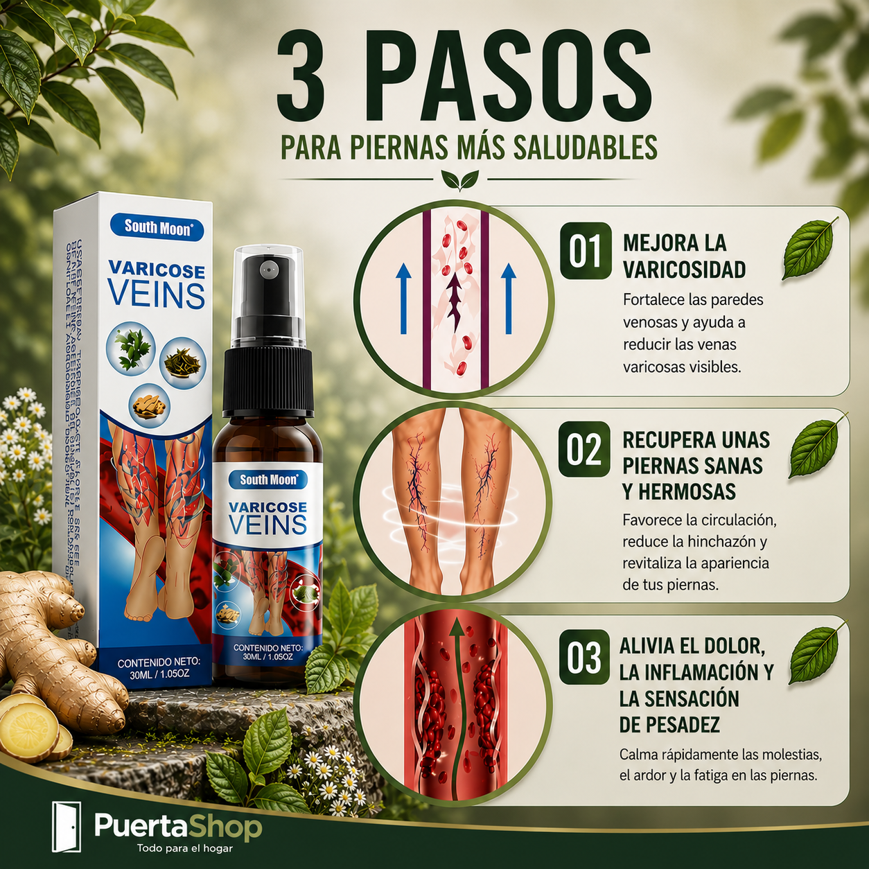 🦵 Vascurel™ Spray para Piernas | Varicose Veins | Alivio, Circulación y Bienestar Natural 🌿