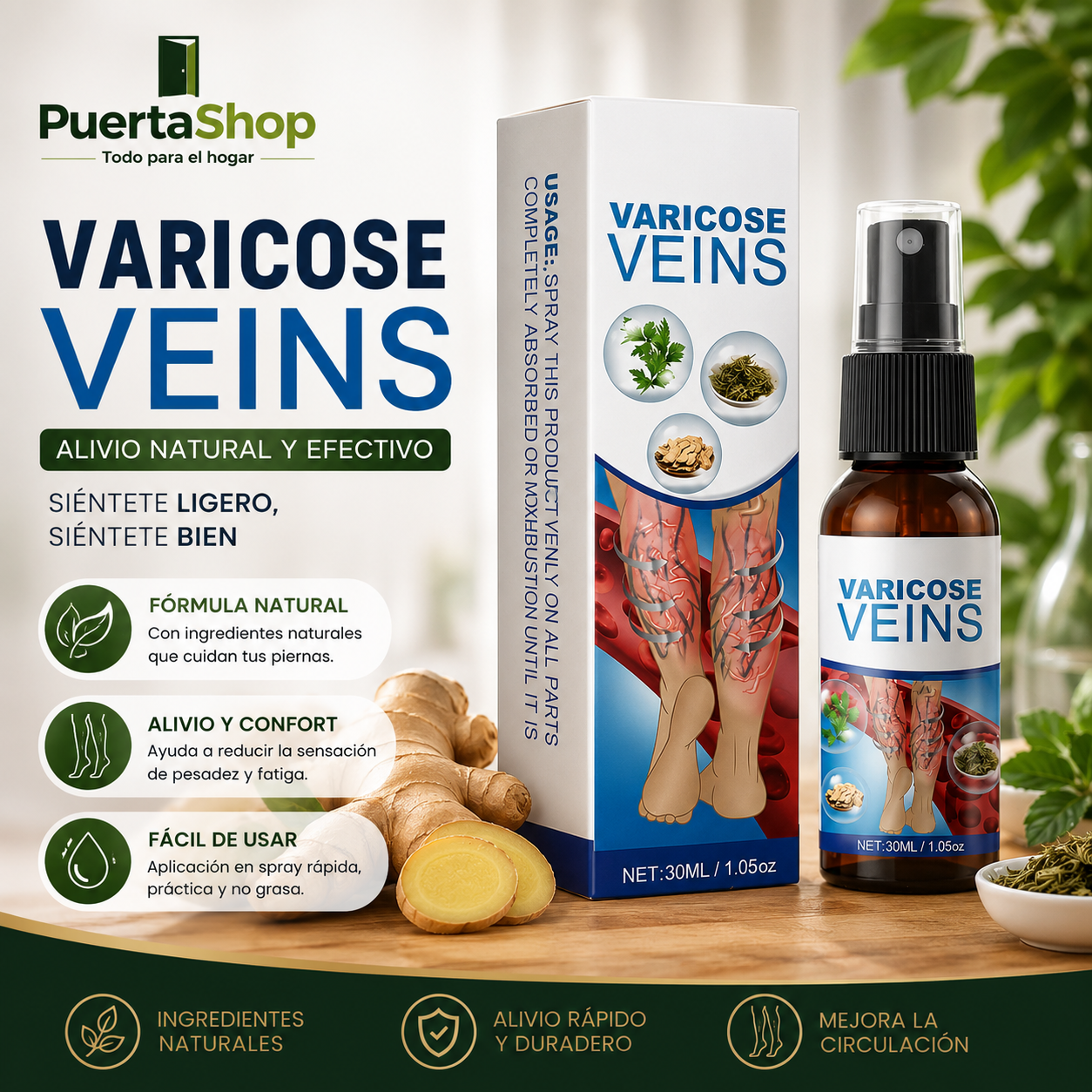 🦵 Vascurel™ Spray para Piernas | Varicose Veins | Alivio, Circulación y Bienestar Natural 🌿