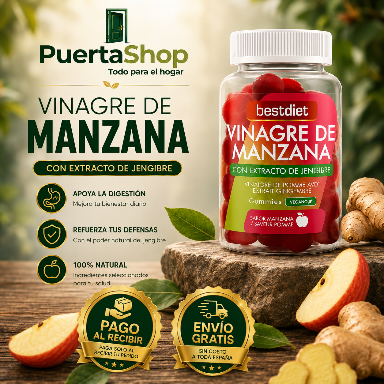 🍎 SUP Gummies – Vinagre de Manzana – Apoyo Digestivo y Energía Natural 🌿