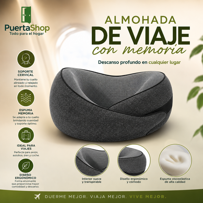 😴 ViajaMejor™ | Almohada Ergonómica de Viaje con Espuma Viscoelástica ✈️