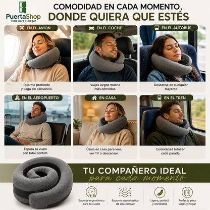 😴 ViajaMejor™ | Almohada Ergonómica de Viaje con Espuma Viscoelástica ✈️