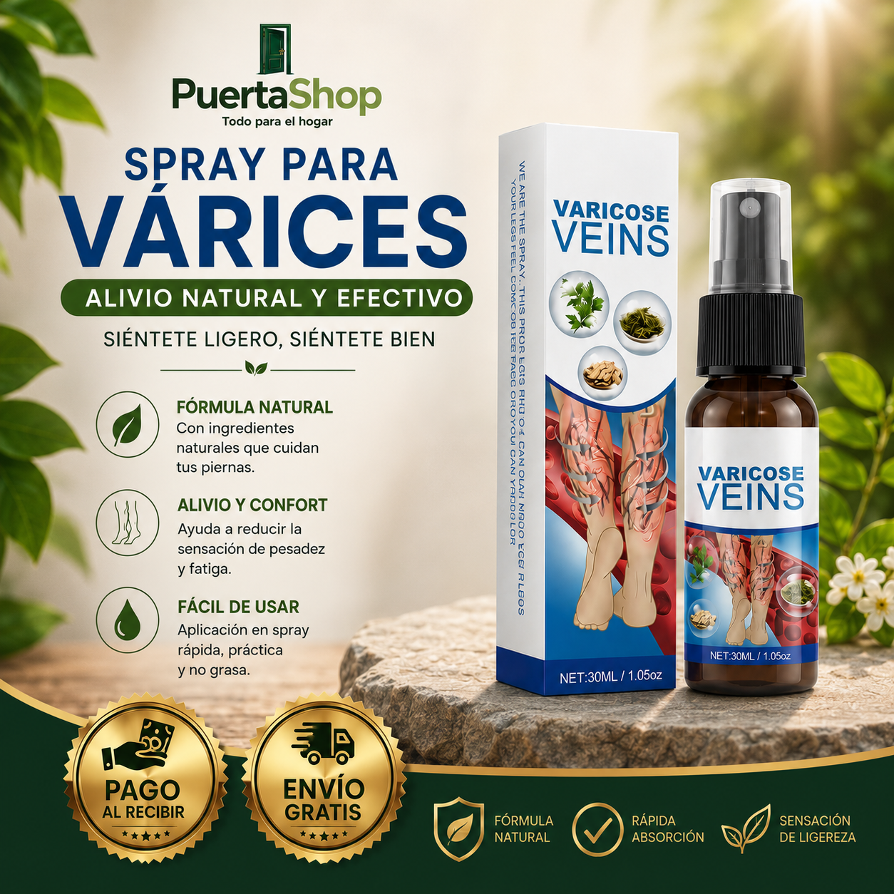 🦵 Vascurel™ Spray para Piernas | Varicose Veins | Alivio, Circulación y Bienestar Natural 🌿
