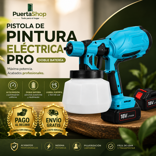 🚀 Pistola de Pintura Eléctrica PRO 18V + Doble Batería + Cargador + Depósito de 1000 ml  | ¡Oferta Exclusiva!🔥
