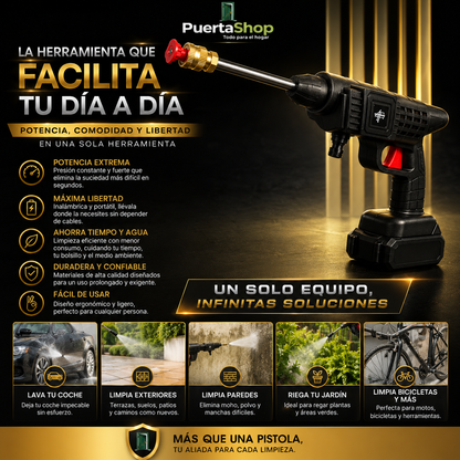 💦 HydroForce Pro™ – Pistola de Alta Presión Portátil + Doble Batería + Maletín + Cargador + Accesorios 🔥