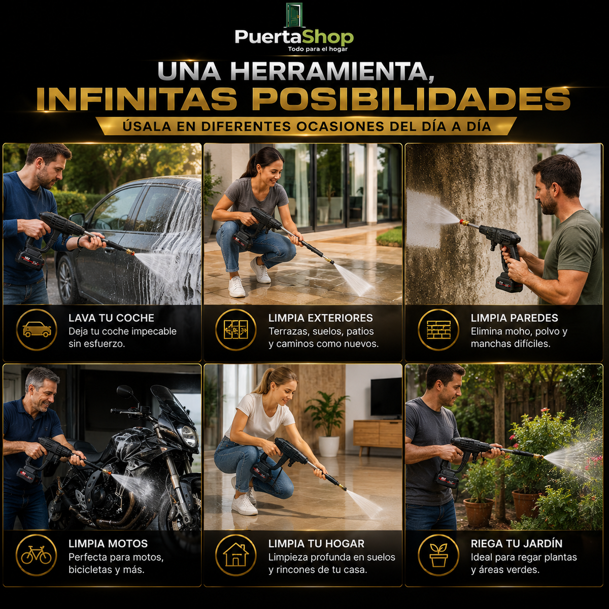 💦 HydroForce Pro™ – Pistola de Alta Presión Portátil + Doble Batería + Maletín + Cargador + Accesorios 🔥