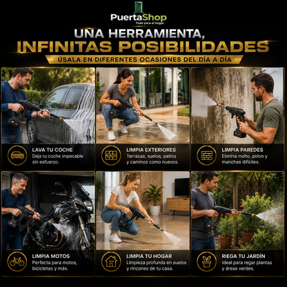 💦 HydroForce Pro™ – Pistola de Alta Presión Portátil + Doble Batería + Maletín + Cargador + Accesorios 🔥