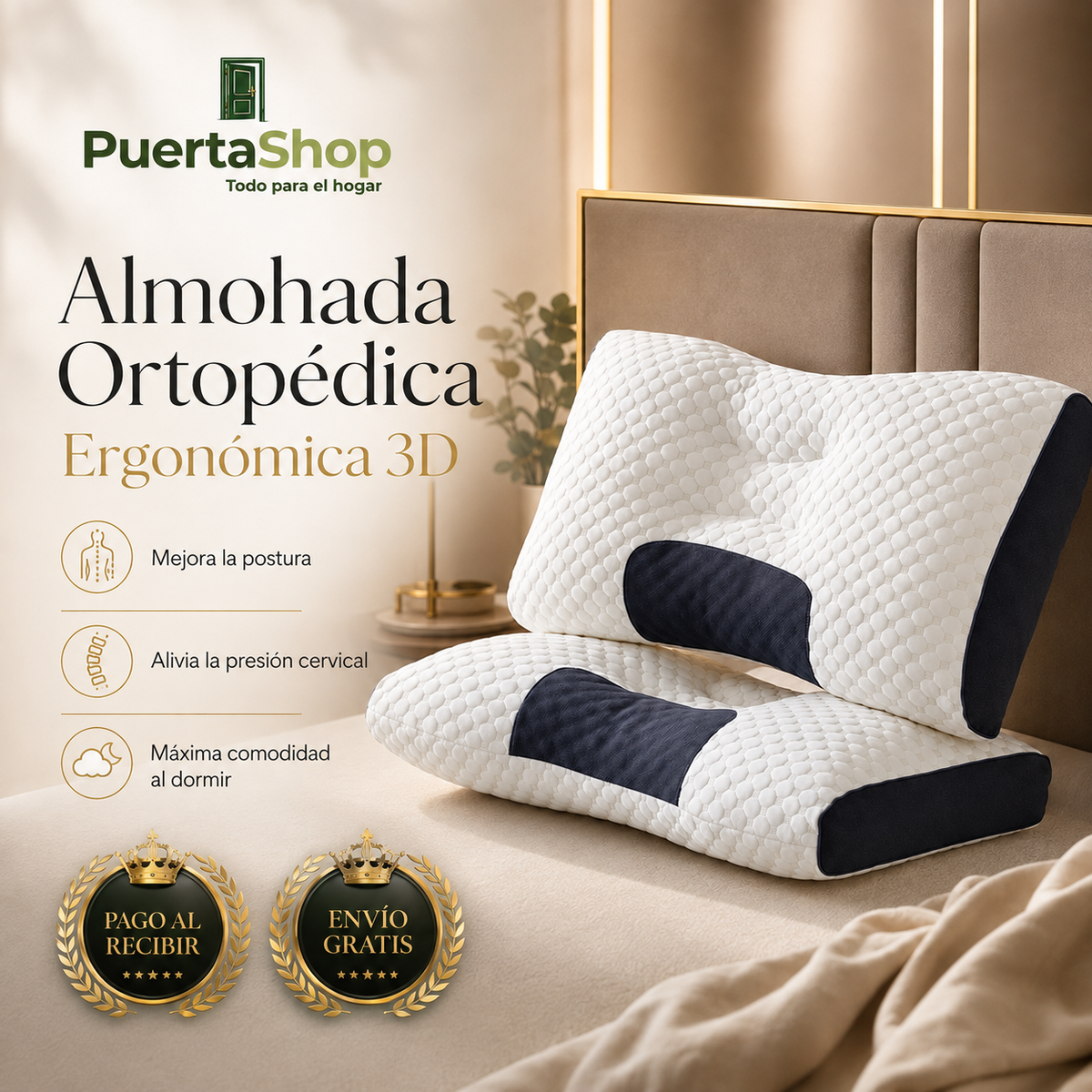 🌙 NubeSueño – Almohada Ergonómica 3D de Confort Premium ✨