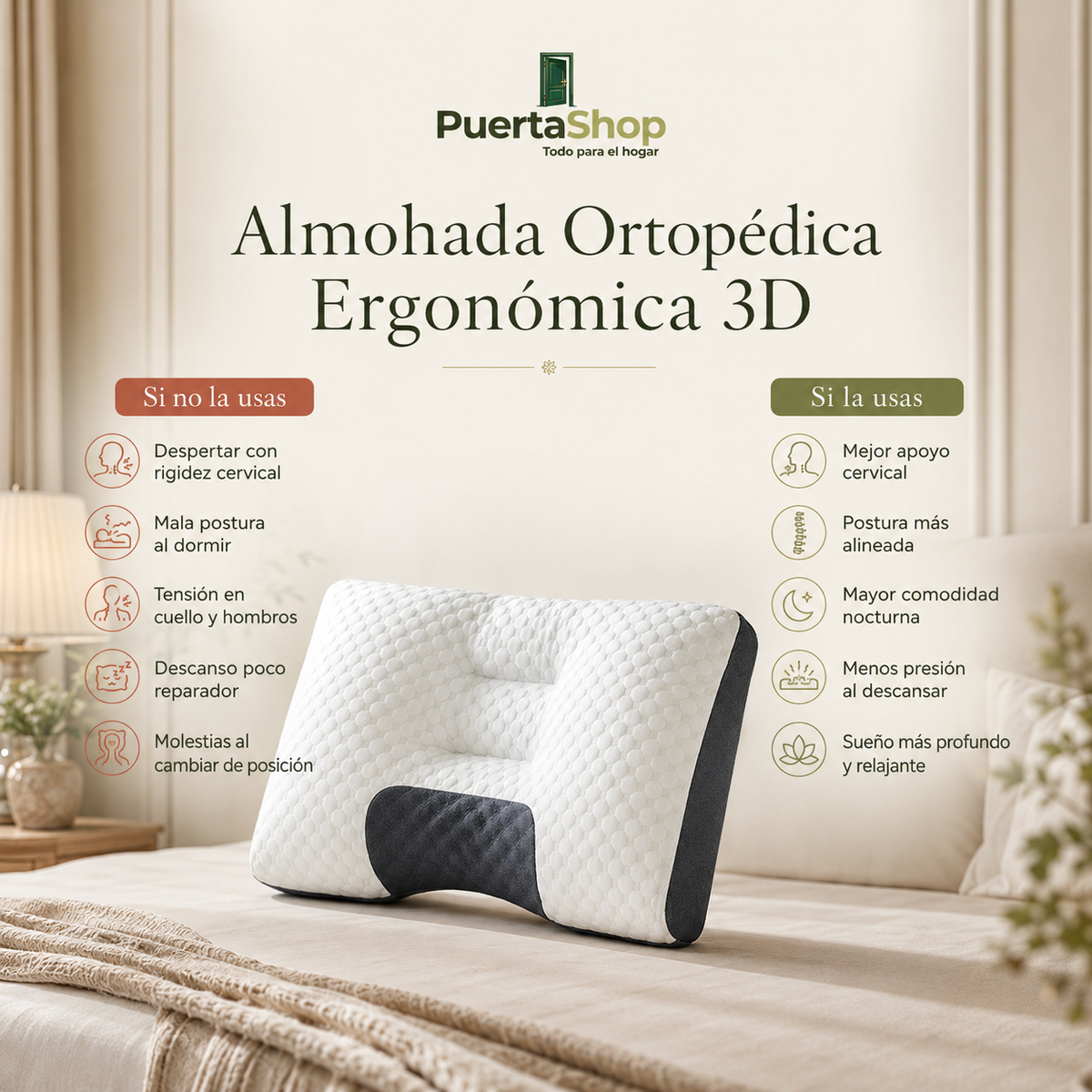 🌙 NubeSueño – Almohada Ergonómica 3D de Confort Premium ✨
