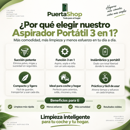 🚗 AutoLimpio Pro™ + Cargador + Boquillas + succión de cepillo + SOLO HOY 🔥