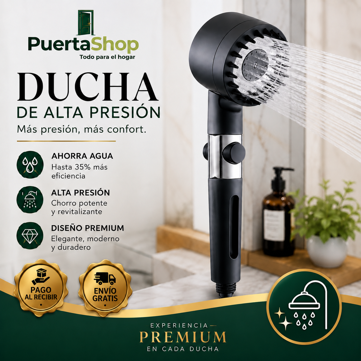 🚿 AquaFuerza - Ducha de Alta Presión ✨